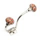 Handmade Orange Floral Ceramic Silver Iron Hook